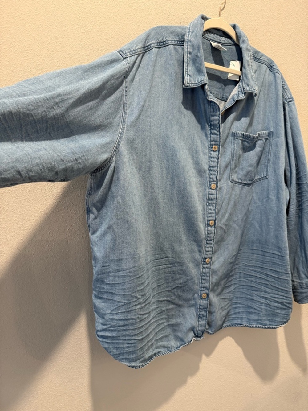 Offline by Aerie Blue Denim Button-Up Shirt Oversized Plus Size XXL - Picture 2 of 7